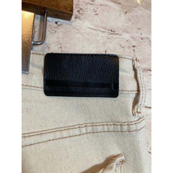 !IT. Jackie Jeans Women 16 Oatmeal Speckled High Rise Straight Leg Ankle Raw Hem - Picture 7 of 16